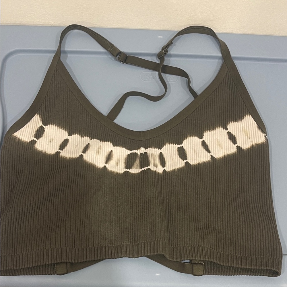 Aerie Olive and White Crop Top